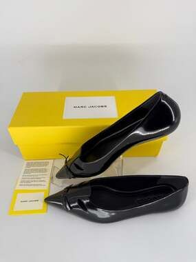 Marc Jacobs The Kat Ballerina Flats Womens 7 EU 37 Black Patent Leather Box